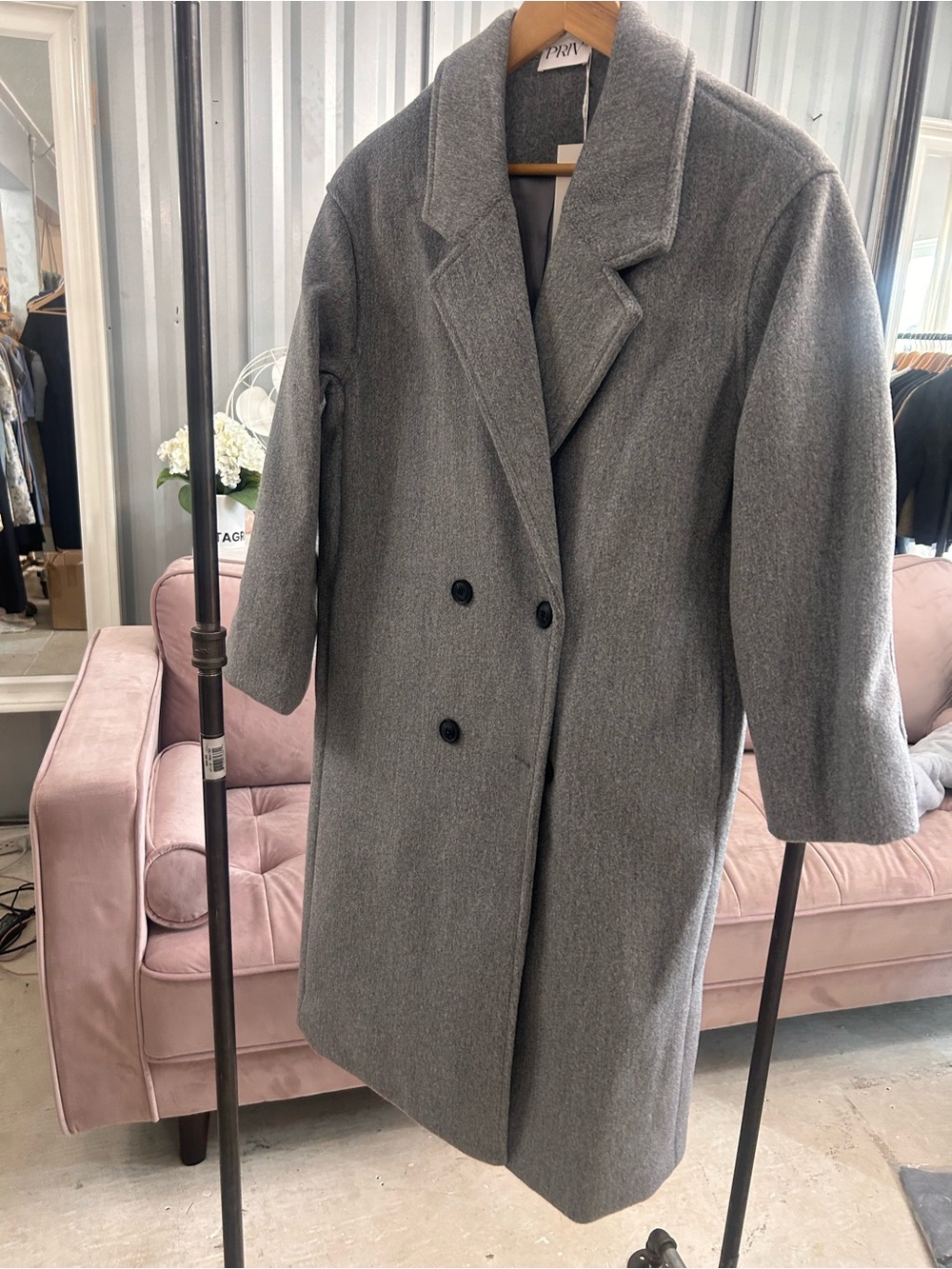 Priv - Grey Long Coat NWT Medium